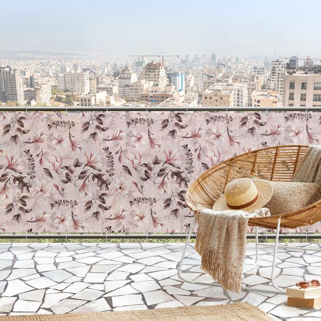 Pantalla de privacidad para balcón barandilla Blossoms With Gray Leaves In Front Of Pink