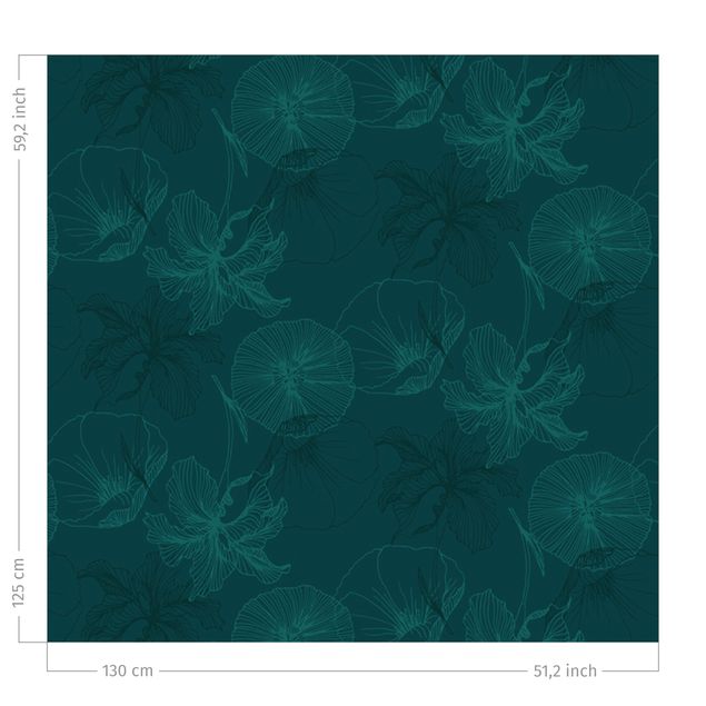 Cortinas con patrones Flower Mix - Dark Jade Green