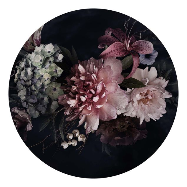 Papeles pintados modernos Flowers With Fog On Black