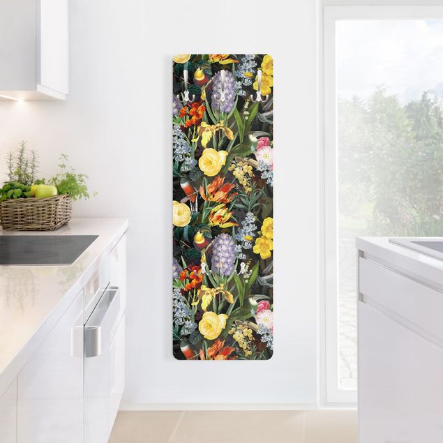Perchero animales Flowers With Colourful Tropical Birds