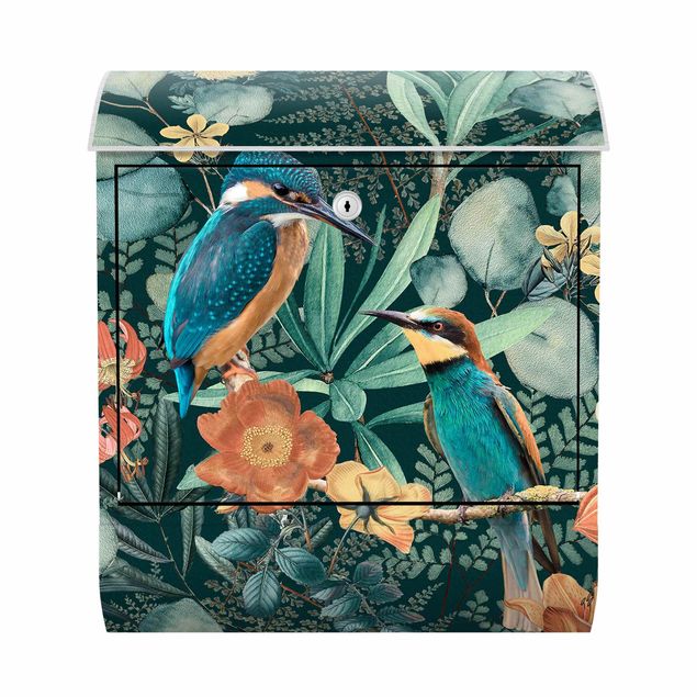 Buzones vintage Floral Paradise Kingfisher And Hummingbird