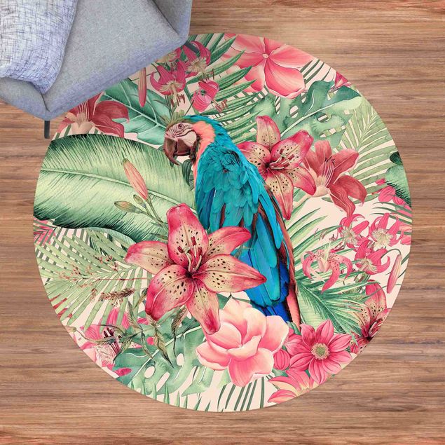 alfombra de terraza Floral Paradise Tropical Parrot