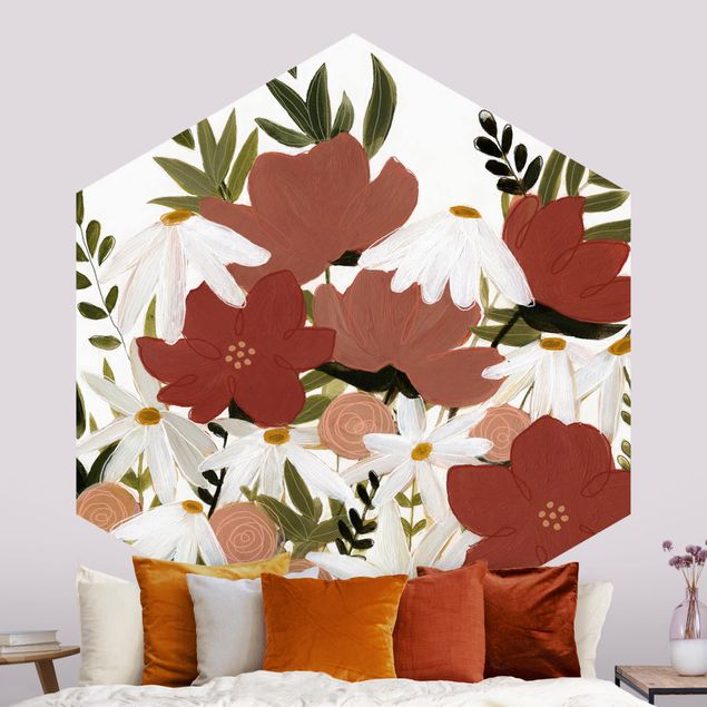 Papel pintado floral Varying Flowers In Pink And White I