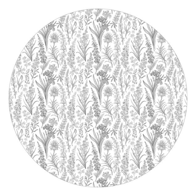 Papel pintado rústico Flower Waves In Grey