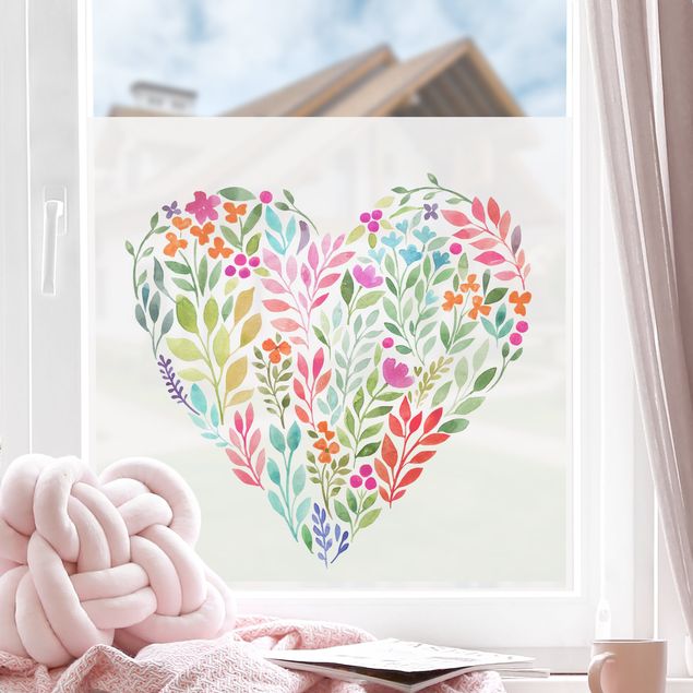 Decoración habitacion bebé Flowery Watercolour Heart-Shaped