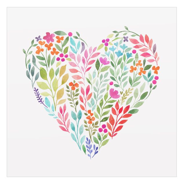 Vinilo para cristales - Flowery Watercolour Heart-Shaped