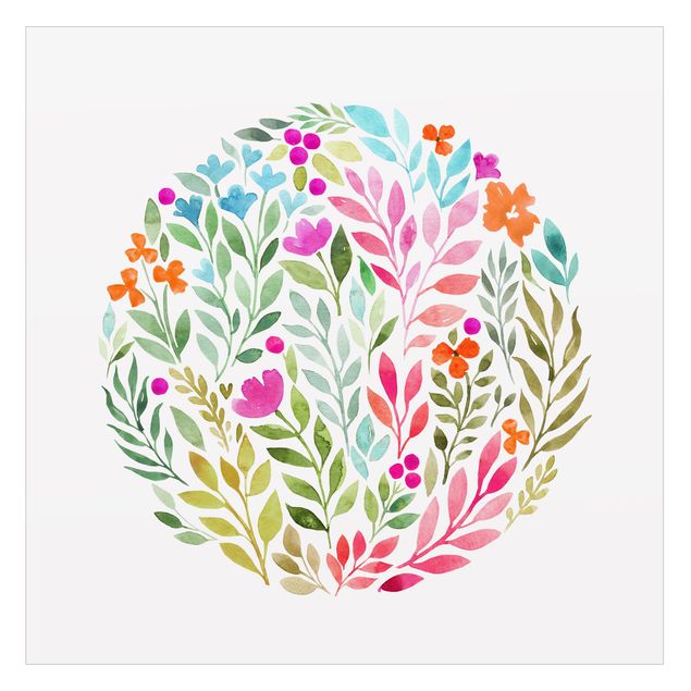 Vinilo para cristales - Flowery Watercolour Circular