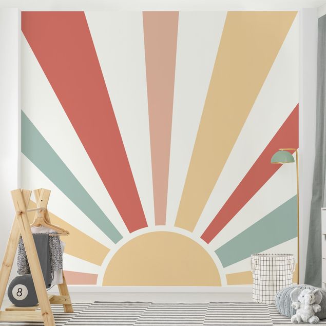 Papel pintado moderno Boho Sun Pastel Colourful