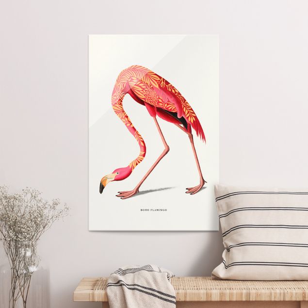 Cuadros de cristal animales Boho Birds - Flamingo