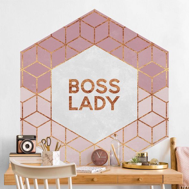 Papel pintado geométrico Boss Lady Hexagons Pink