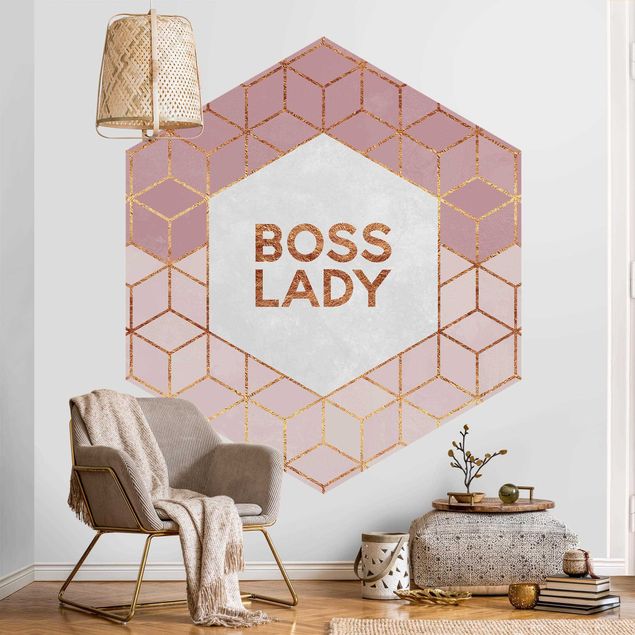 Papel pintado con patrones Boss Lady Hexagons Pink