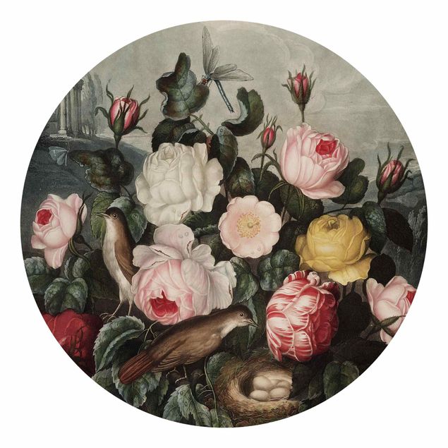 Papel pintado salón moderno Botany Vintage Illustration Of Roses