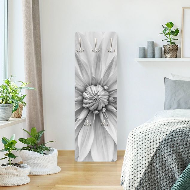 Percheros de pared en blanco y negro Botanical Blossom In White
