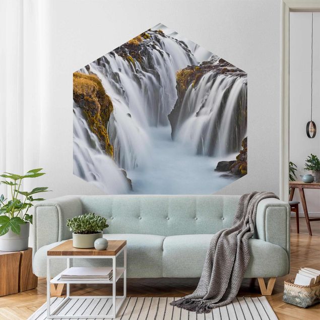 Papel pintado salón moderno Brúarfoss Waterfall In Iceland