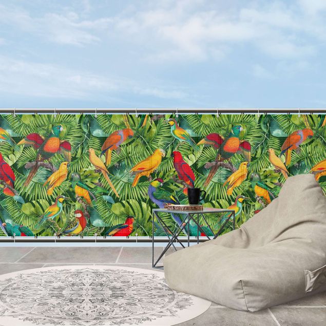 revestimiento para terraza Colourful Collage - Parrots In The Jungle