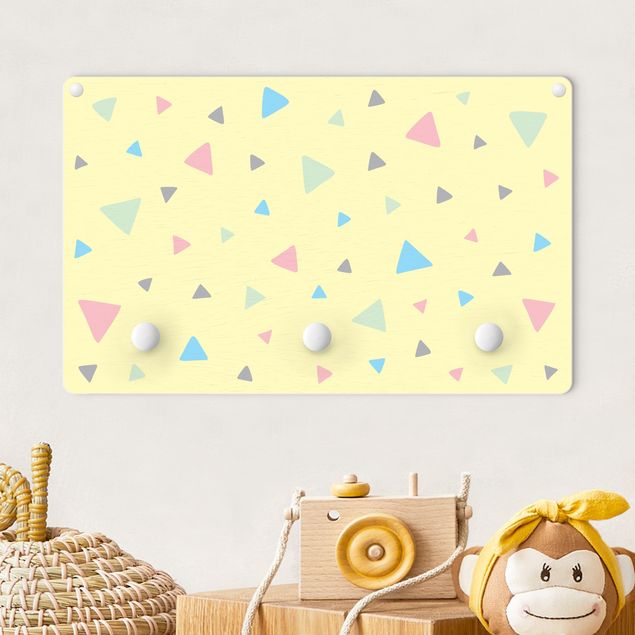Decoración infantil pared Colourful Drawn Pastel Triangles On Yellow