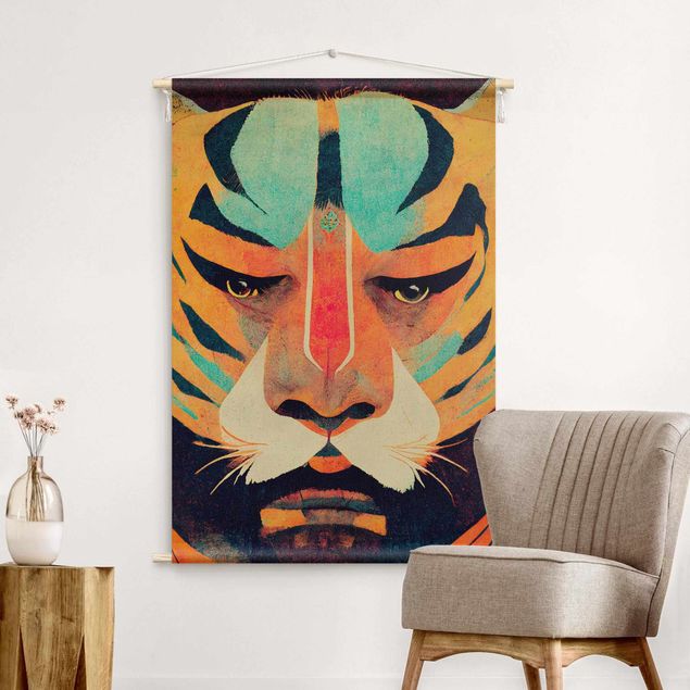 Tapices XXL Colourful Tiger Illustration