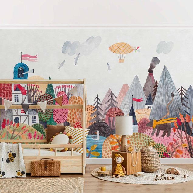 Papel pared montañas Colourful Fairy Tale Forest