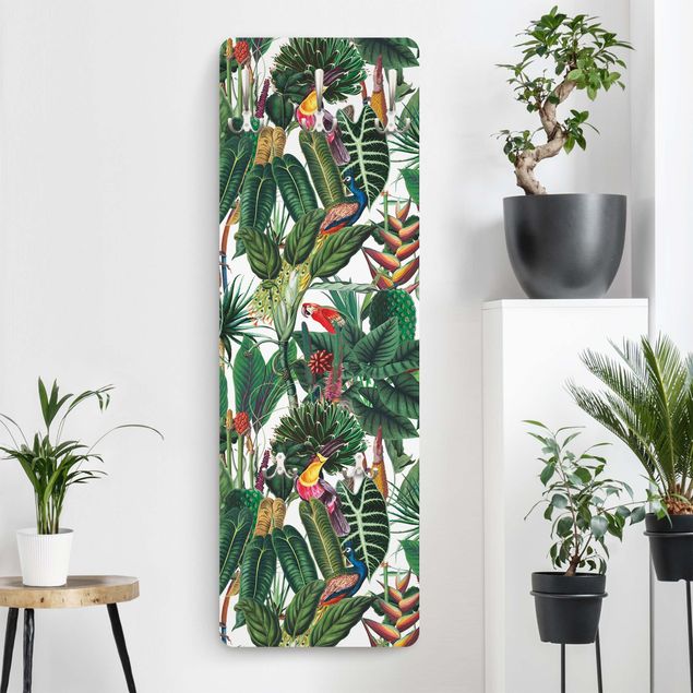 Percheros de pared de flores Colourful Tropical Rainforest Pattern
