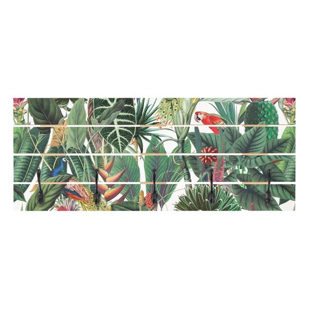Percheros de pared multicolores Colourful Tropical Rainforest Pattern