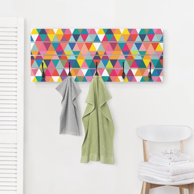 Percheros de pared de patrones Colourful Triangle Pattern