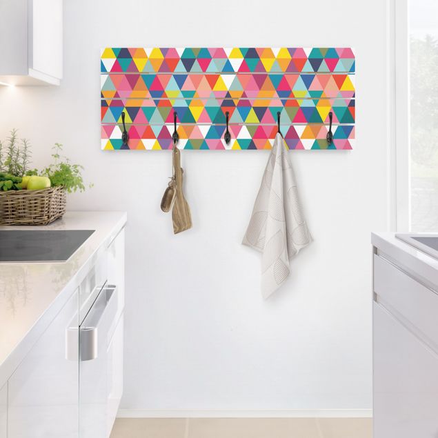 Percheros de pared efecto madera Colourful Triangle Pattern