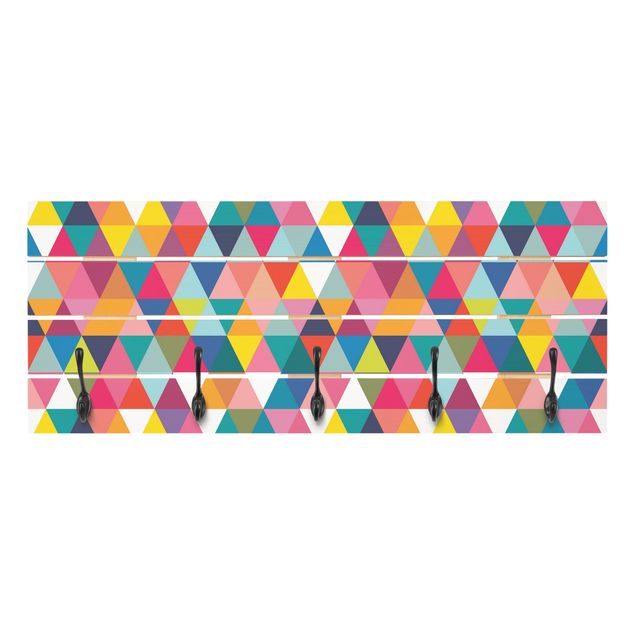 Percheros de pared multicolores Colourful Triangle Pattern