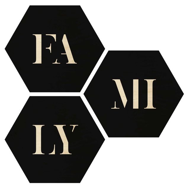 cuadros hexagonales Letters FAMILY White Set I