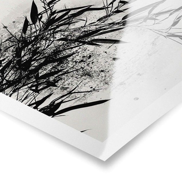Láminas blanco y negro para enmarcar Graphical Plant World - Black Bamboo