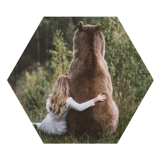 Cuadros de animales Girl With Brown Bear