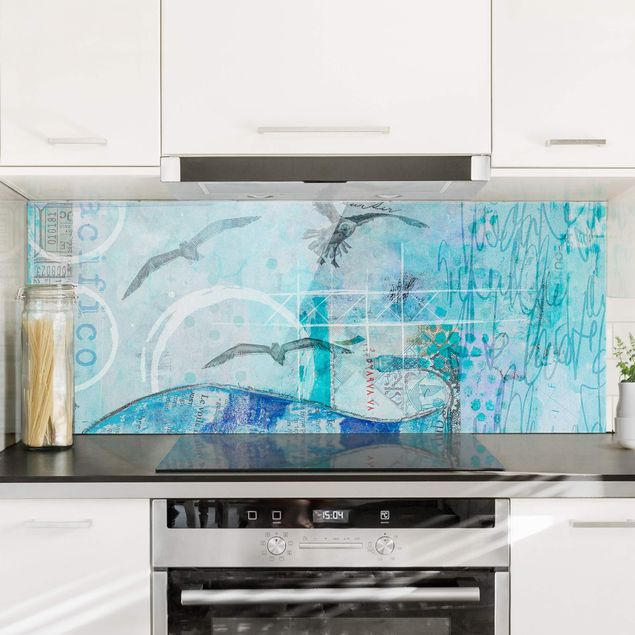 Decoración de cocinas Colorful Collage - Blue Fish