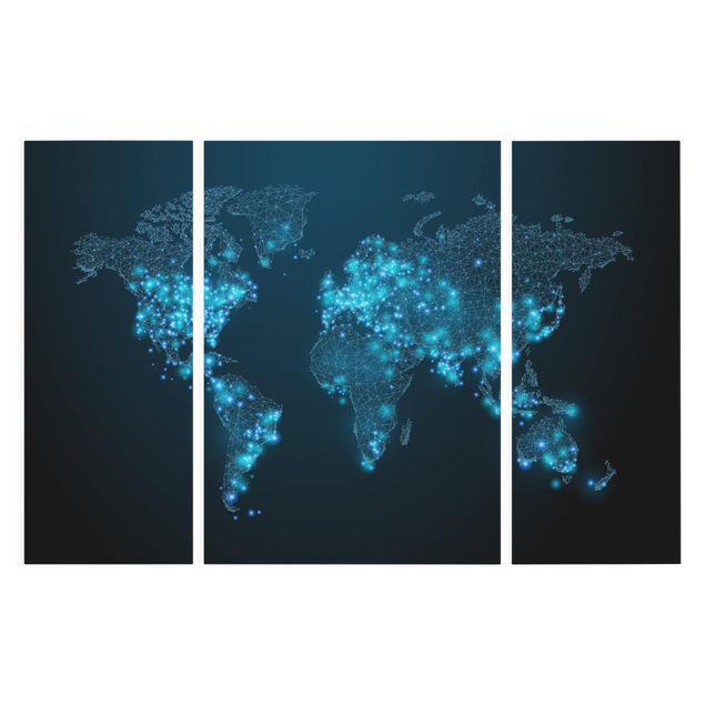 Cuadro azul Connected World World Map