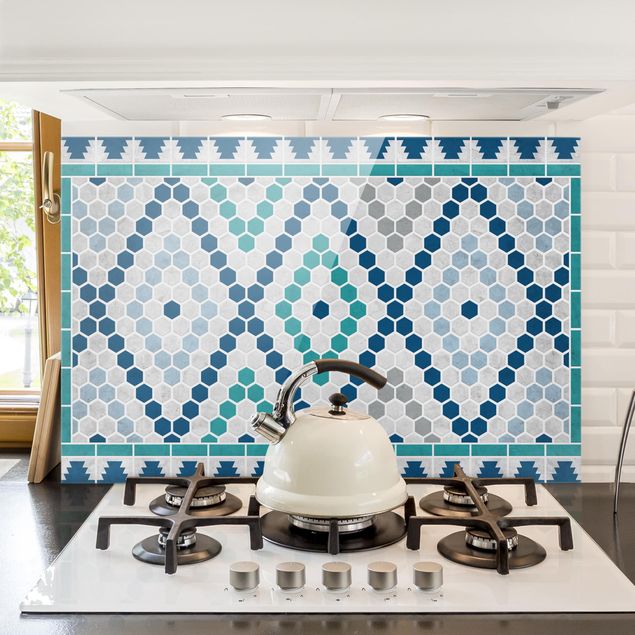 Decoración de cocinas Moroccan tile pattern turquoise blue