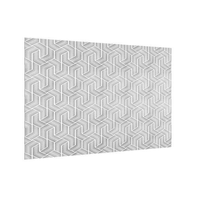 panel-antisalpicaduras-cocina 3D Pattern With Stripes In Silver