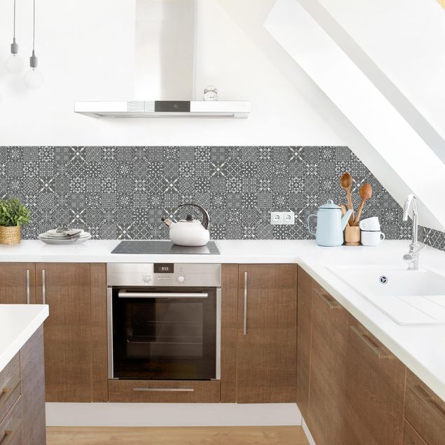 Salpicadero cocina adhesivo efecto teja Patterned Tiles Dark Gray White