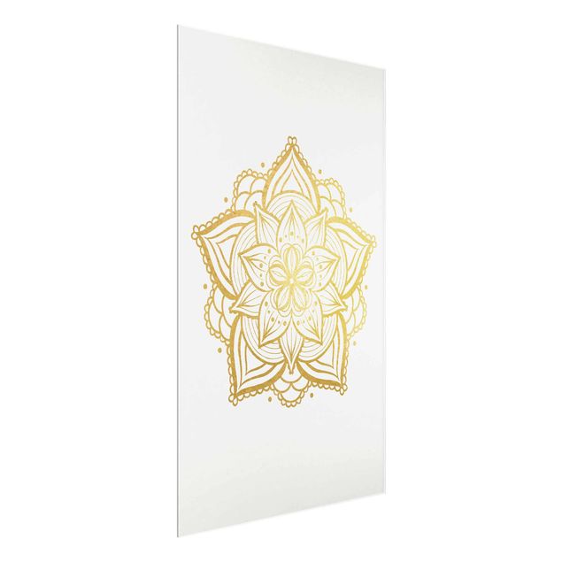 Cuadros de patrones Mandala Flower Illustration White Gold