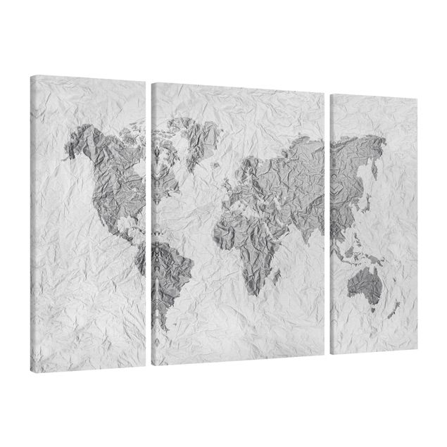 Cuadros ciudades Paper World Map White Grey