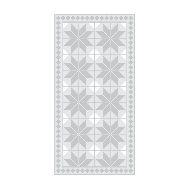 Alfombras modernas Geometrical Tiles Star Flower Grey With Narrow Border