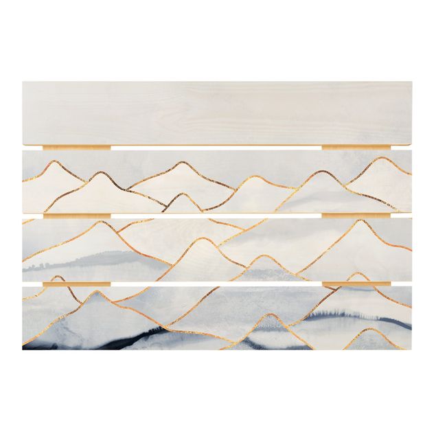 Cuadros modernos Watercolour Mountains White Gold