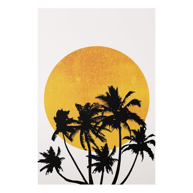 Cuadros de paisajes naturales  Palm Trees In Front Of Golden Sun