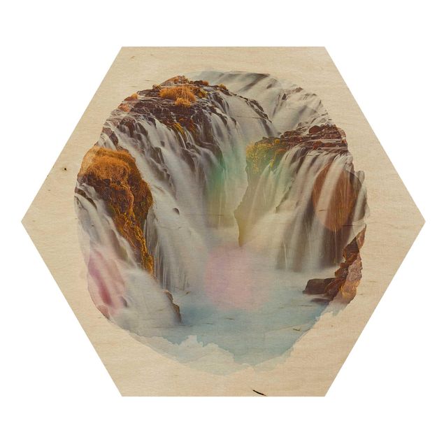 Cuadros decorativos WaterColours - Bruarfoss Waterfall In Iceland
