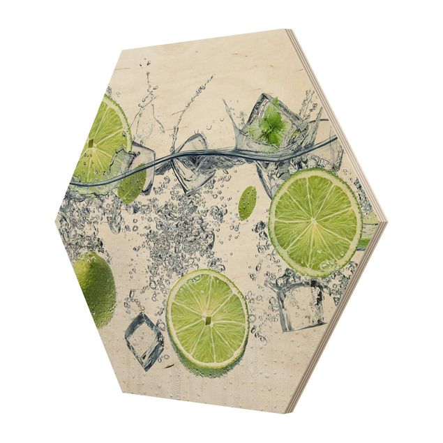 Hexagon Bild Holz - Erfrischende Limette