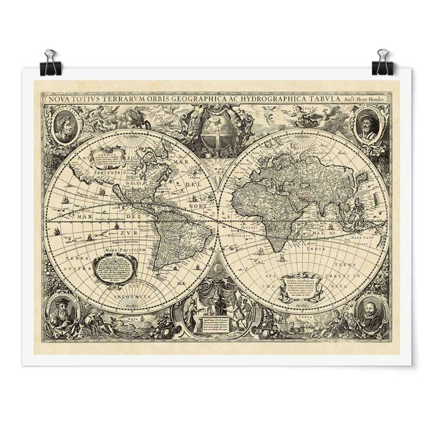 Cuadro de mapamundi Vintage World Map Antique Illustration