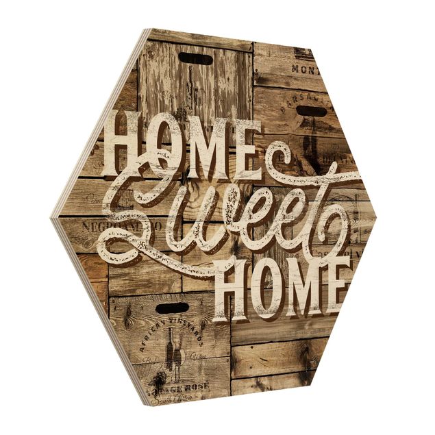 Cuadros hexagonales Home sweet Home Wooden Panel