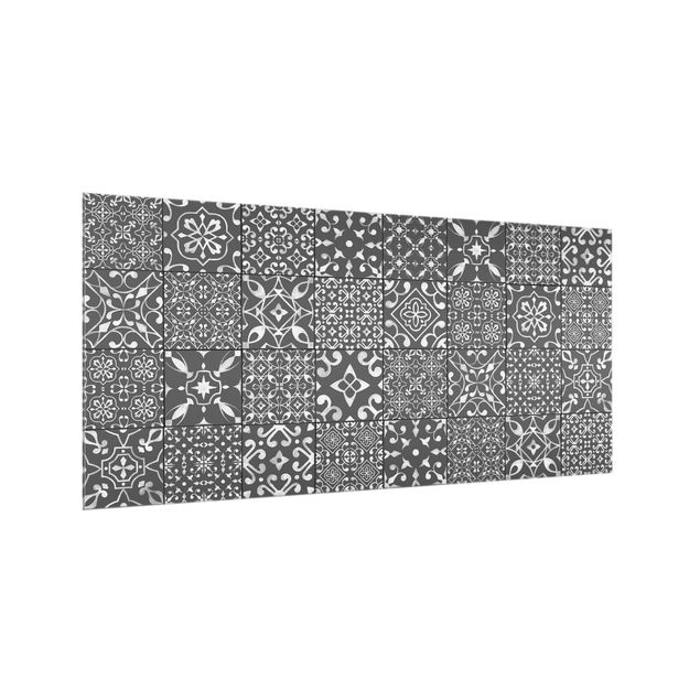 Salpicadero cocina cristal Pattern Tiles Dark Gray White