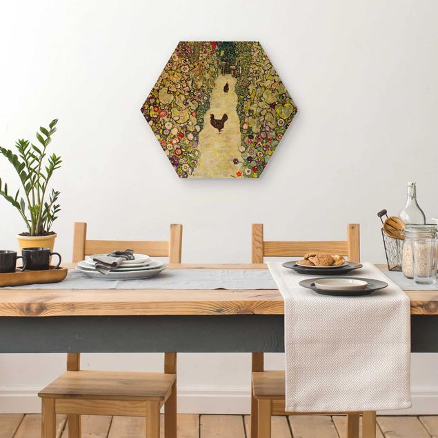 Láminas cuadros famosos Gustav Klimt - Garden Path with Hens