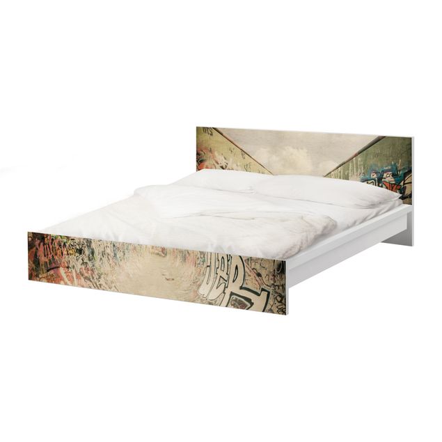 Möbelfolie für IKEA Malm Bett niedrig 180x200cm - Klebefolie Graffiti-Skatepark