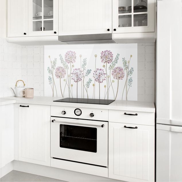 Panel antisalpicaduras cocina flores Allium Illustration