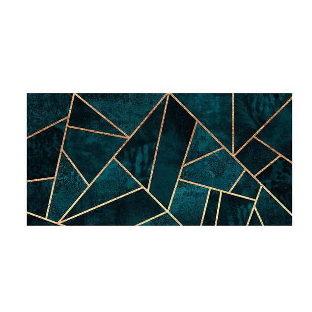 Alfombras abstractas Dark Turquoise With Gold