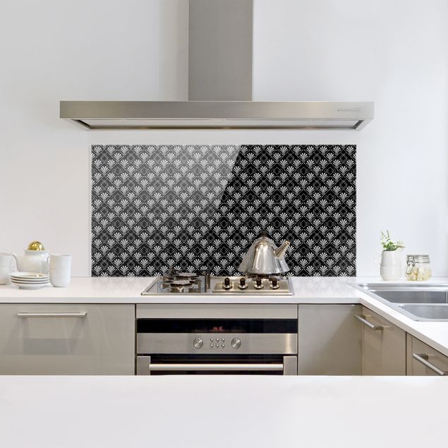 Panel antisalpicaduras cocina patrones Glitter Look With Art Deko Pattern On Black